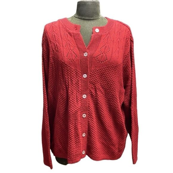 Blair Ladies Button Up Sweater, Size XL,  Red - Picture 1 of 5